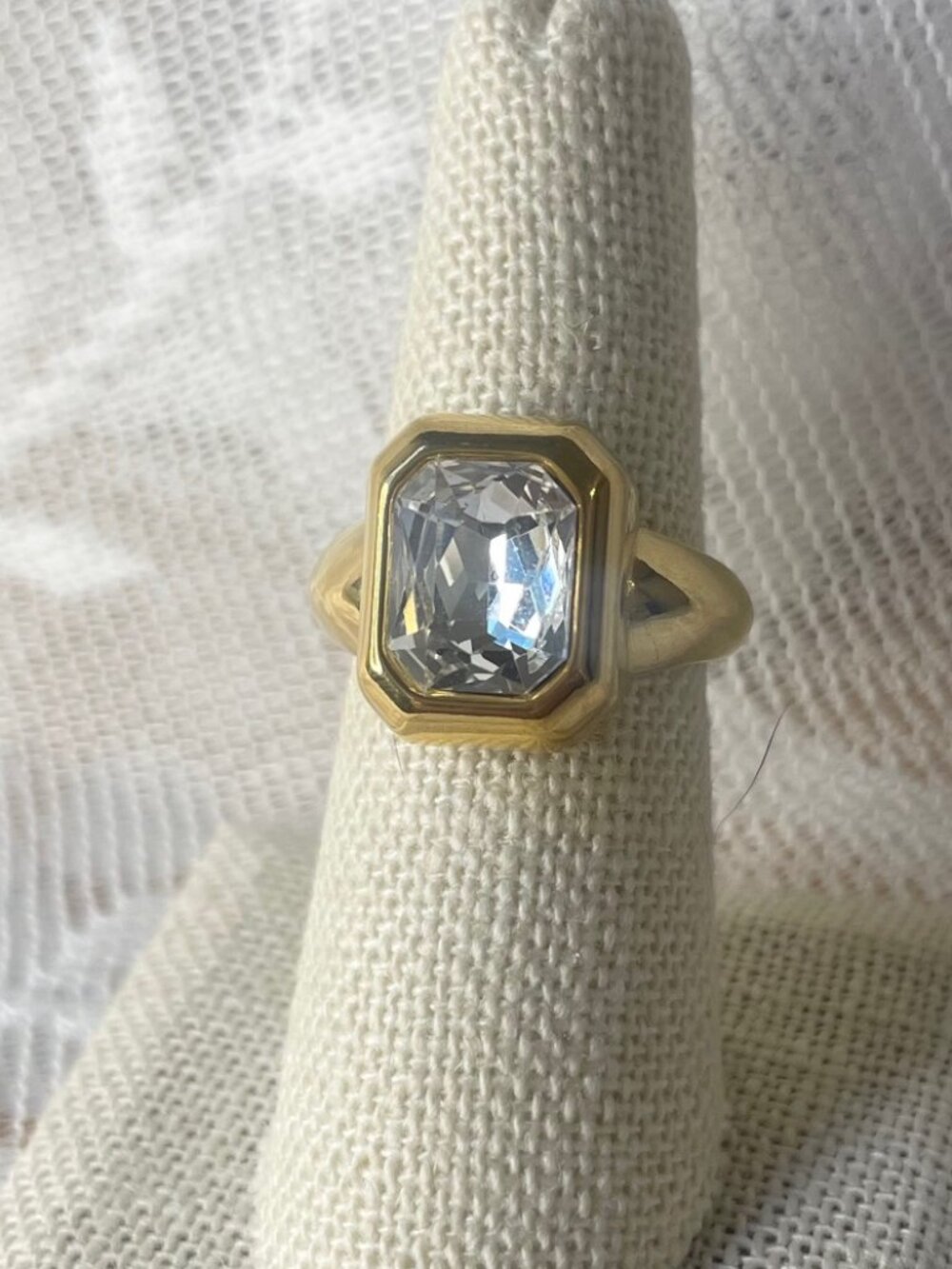 J.Crew Gold Crystal Cocktail Ring Square Stone
